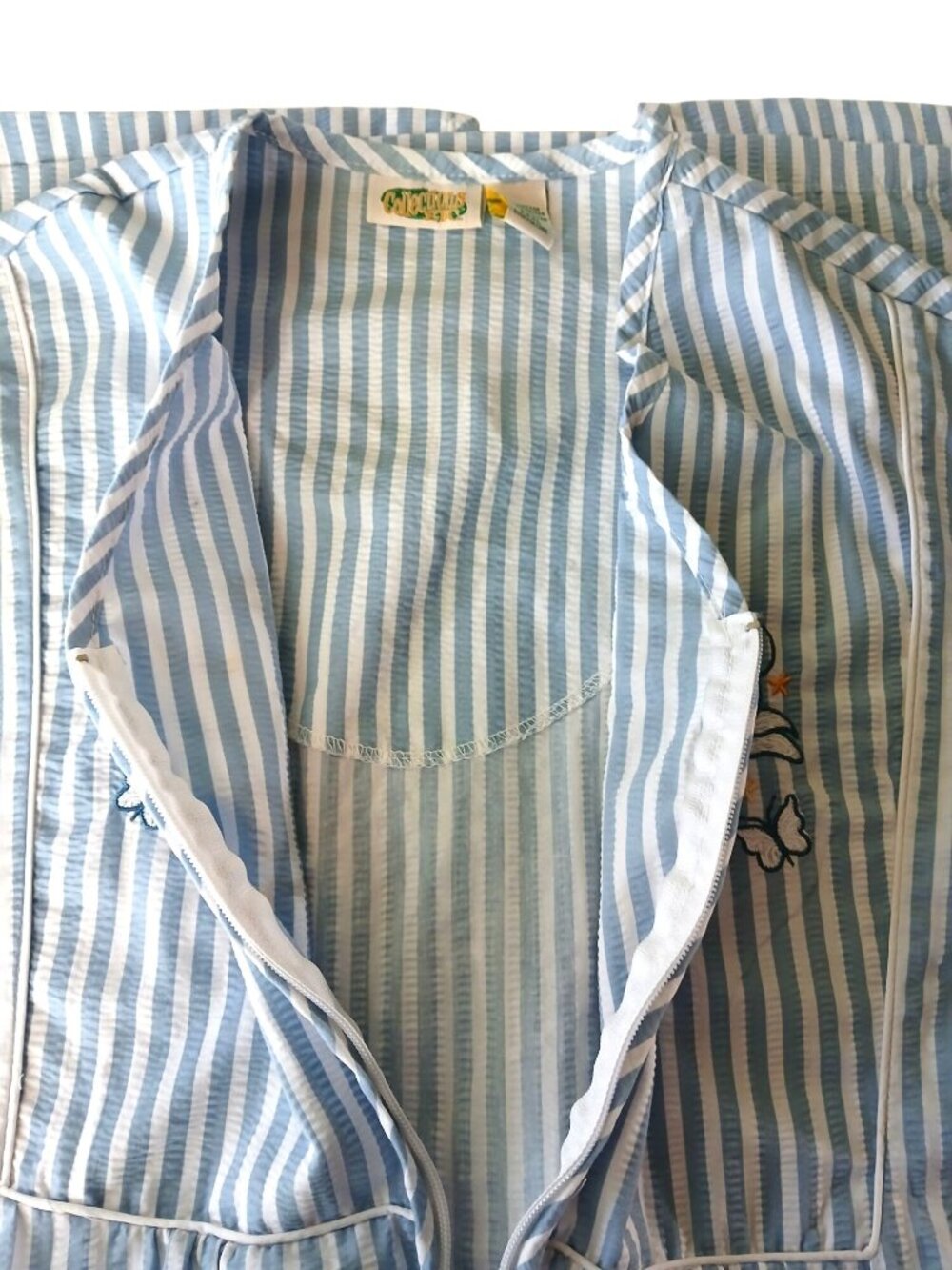Vintage Collections Blue White Striped Seersucker House Dress Robe Size XXXL 3Xl - Picture 11 of 13